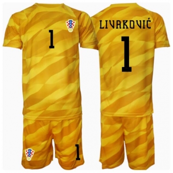Croazia Dominik Livakovic #1 Portiere Maglia Gara Casa Repliche Europei 2024 Bambino
